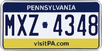 PA license plate MXZ4348