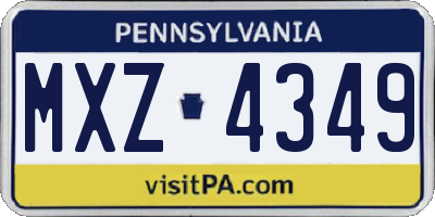 PA license plate MXZ4349