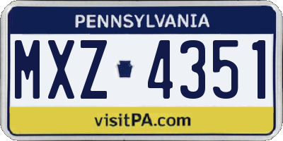 PA license plate MXZ4351