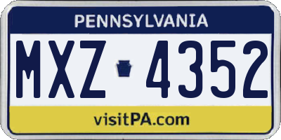 PA license plate MXZ4352