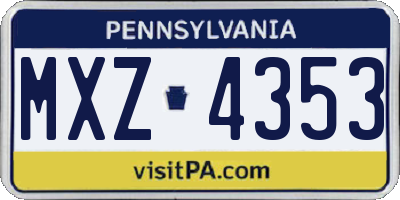 PA license plate MXZ4353
