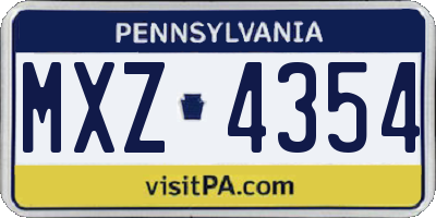 PA license plate MXZ4354