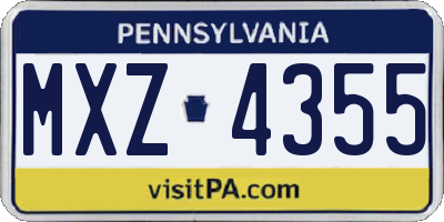 PA license plate MXZ4355