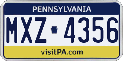 PA license plate MXZ4356