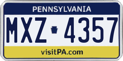 PA license plate MXZ4357