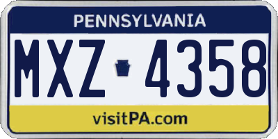 PA license plate MXZ4358