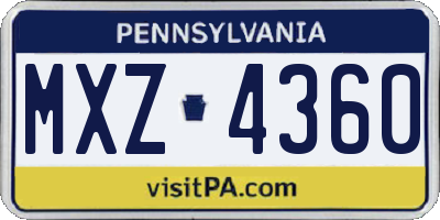 PA license plate MXZ4360