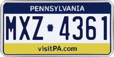 PA license plate MXZ4361