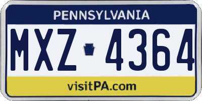PA license plate MXZ4364