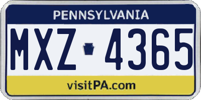 PA license plate MXZ4365
