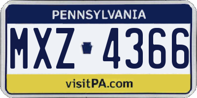 PA license plate MXZ4366