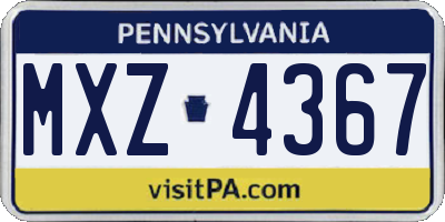 PA license plate MXZ4367