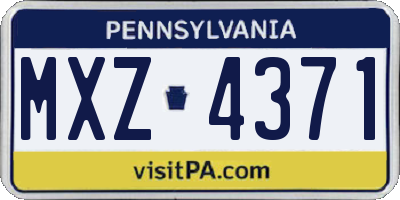 PA license plate MXZ4371