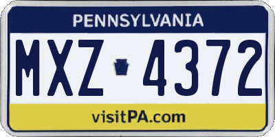PA license plate MXZ4372