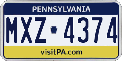 PA license plate MXZ4374