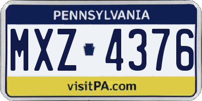 PA license plate MXZ4376