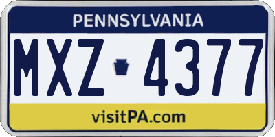 PA license plate MXZ4377