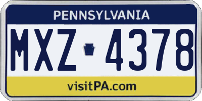 PA license plate MXZ4378