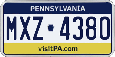 PA license plate MXZ4380