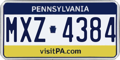 PA license plate MXZ4384