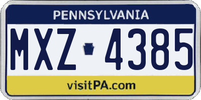 PA license plate MXZ4385