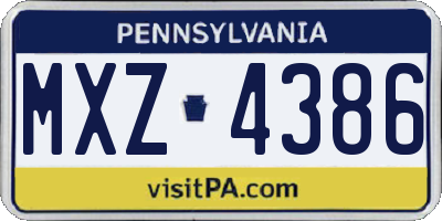 PA license plate MXZ4386