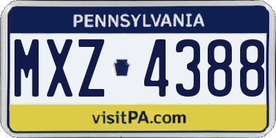 PA license plate MXZ4388