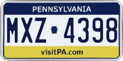 PA license plate MXZ4398