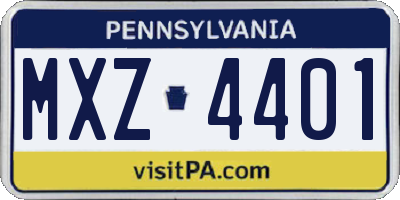 PA license plate MXZ4401