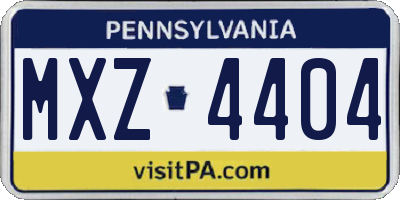 PA license plate MXZ4404