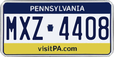PA license plate MXZ4408