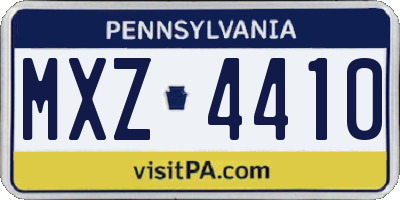 PA license plate MXZ4410