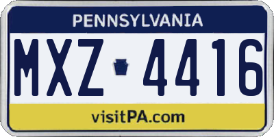 PA license plate MXZ4416