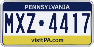PA license plate MXZ4417