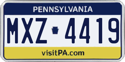PA license plate MXZ4419