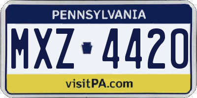 PA license plate MXZ4420