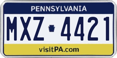 PA license plate MXZ4421