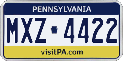 PA license plate MXZ4422