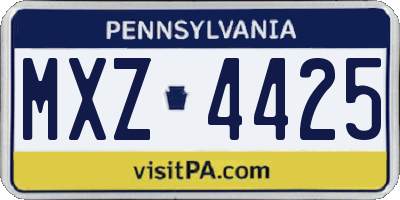PA license plate MXZ4425