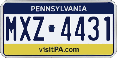 PA license plate MXZ4431