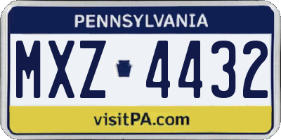 PA license plate MXZ4432