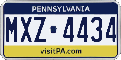 PA license plate MXZ4434