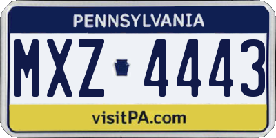 PA license plate MXZ4443