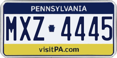 PA license plate MXZ4445