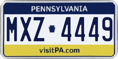 PA license plate MXZ4449