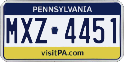 PA license plate MXZ4451