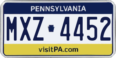 PA license plate MXZ4452