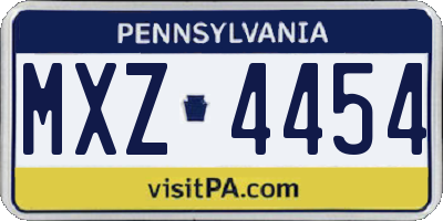 PA license plate MXZ4454
