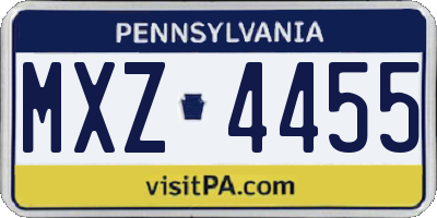 PA license plate MXZ4455