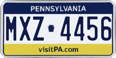 PA license plate MXZ4456